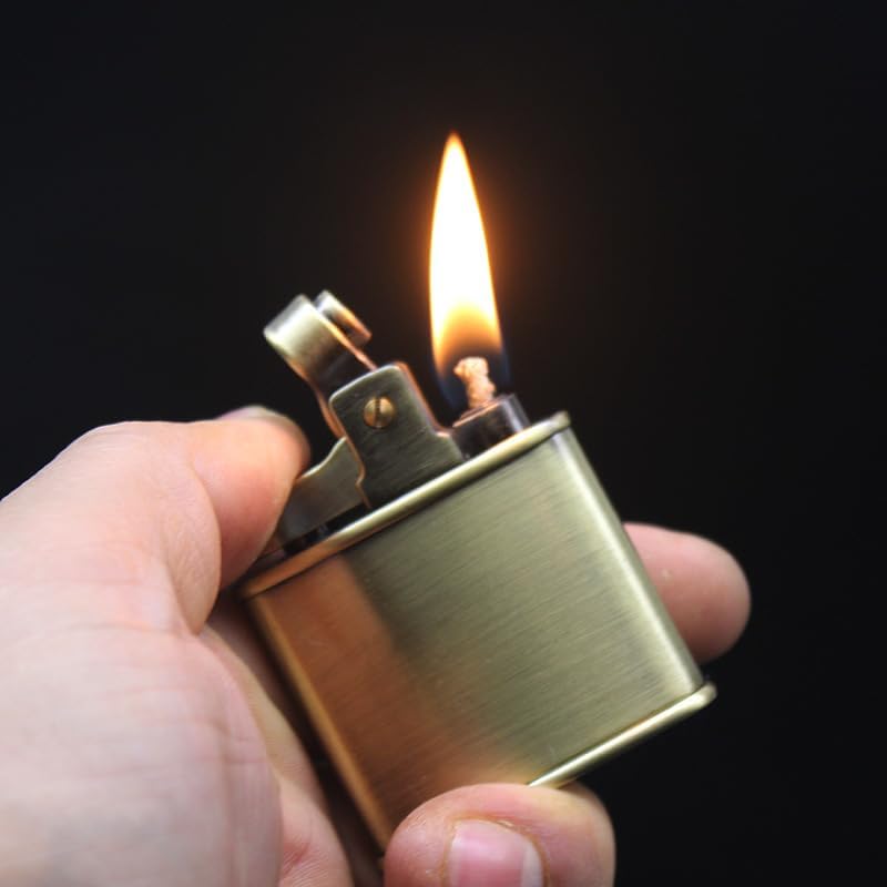 Vintage Lighter- Adjustable Flame, Windproof, Foldable Design for Outdoor and Camping - Men's Gift (Butane-Free)