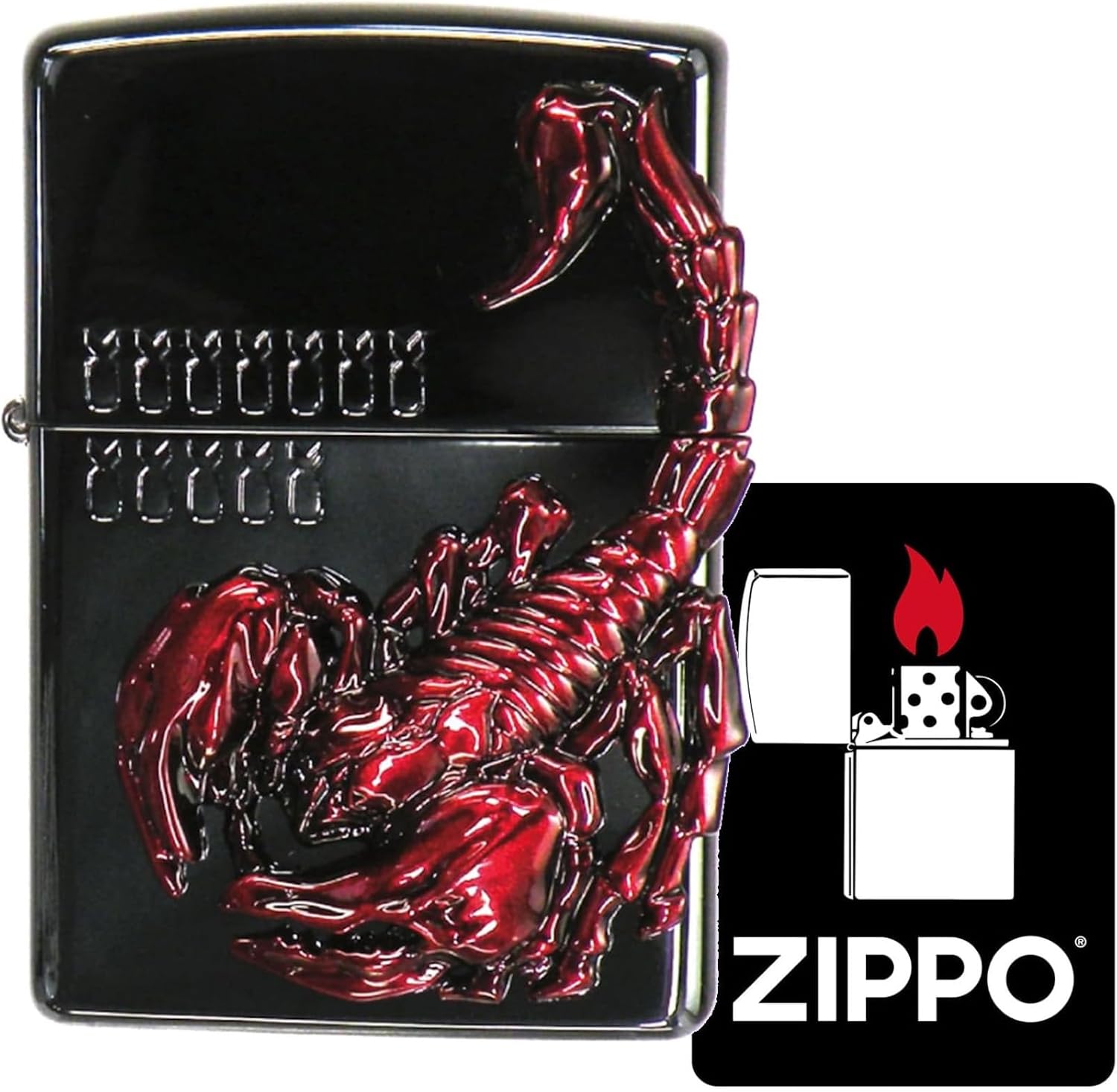 Zippo Oil Lighter Flint with Special Sticker Venom Scorpion BK & RD Black ZIPPO Venom Scorpion BK & RD