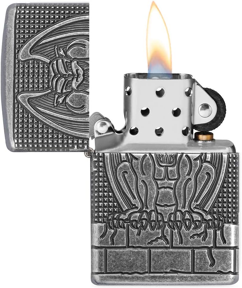 Zippo MultiCut Gargoyle Armor Antique Silver Pocket Lighter, One Size