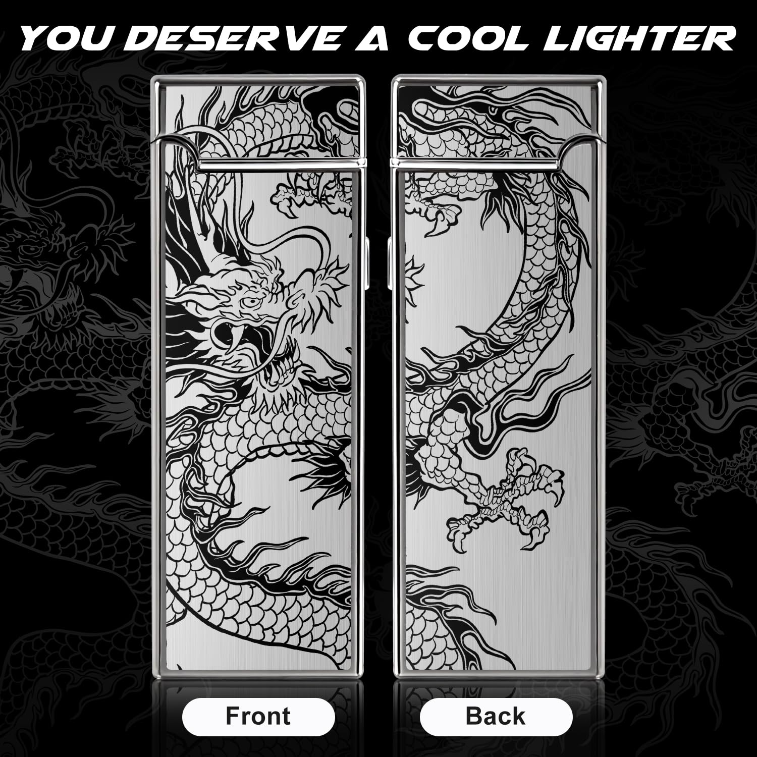 LcFun Electric Lighter USB Rechargeable Windproof Flameless Plasma Dual Arc Lighter Small Metal Pocket Lighters for Camping, Birthday Gifts for Men Husband (Nickel Brushed)