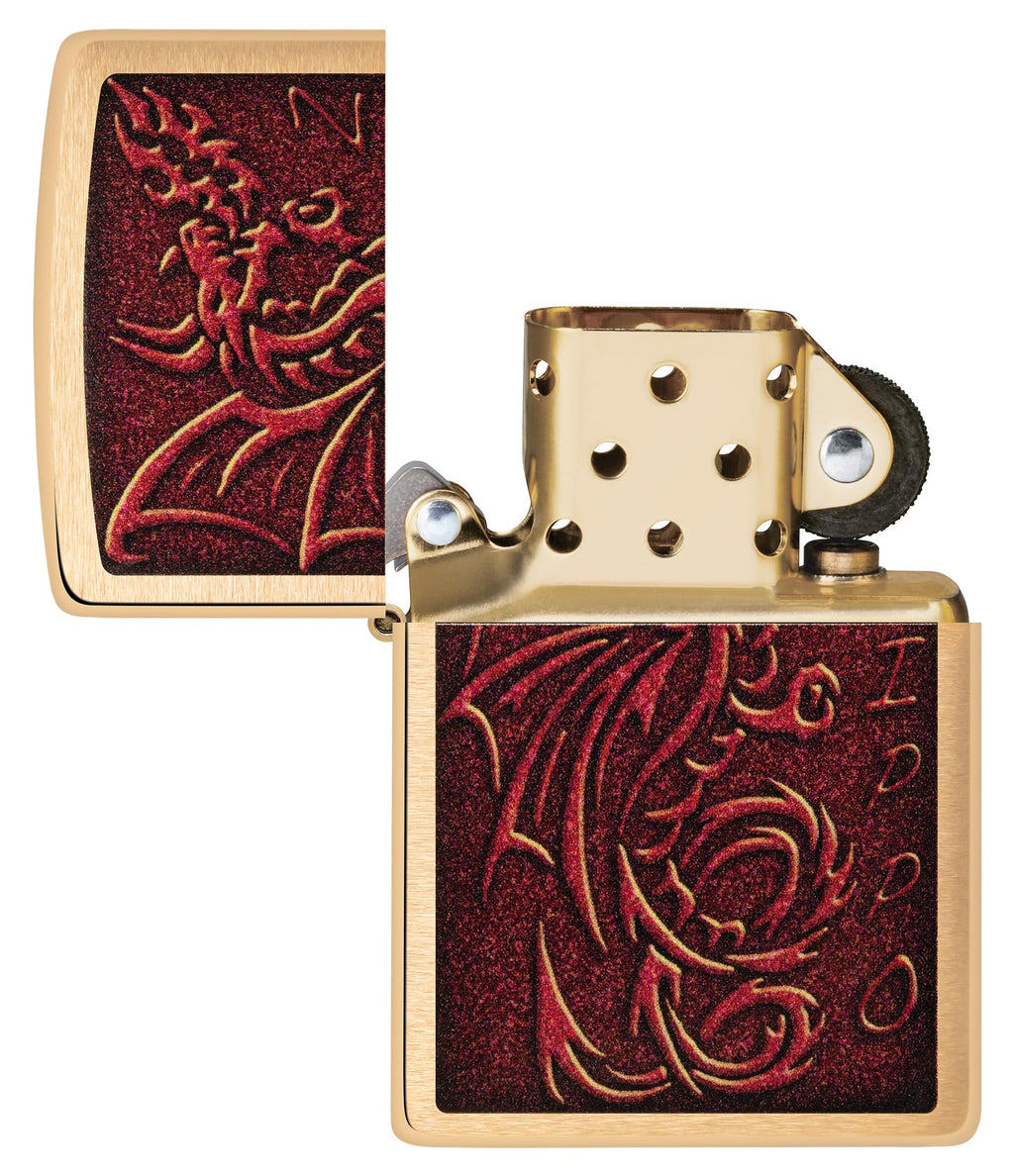 Zippo Armor High Polish Green Elegant Dragon Pocket Lighter, One Size