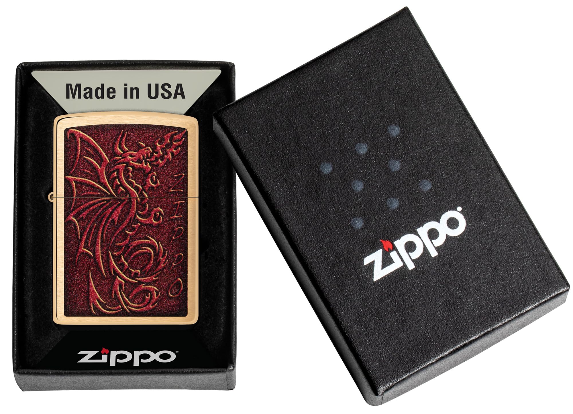 Zippo Armor High Polish Green Elegant Dragon Pocket Lighter, One Size